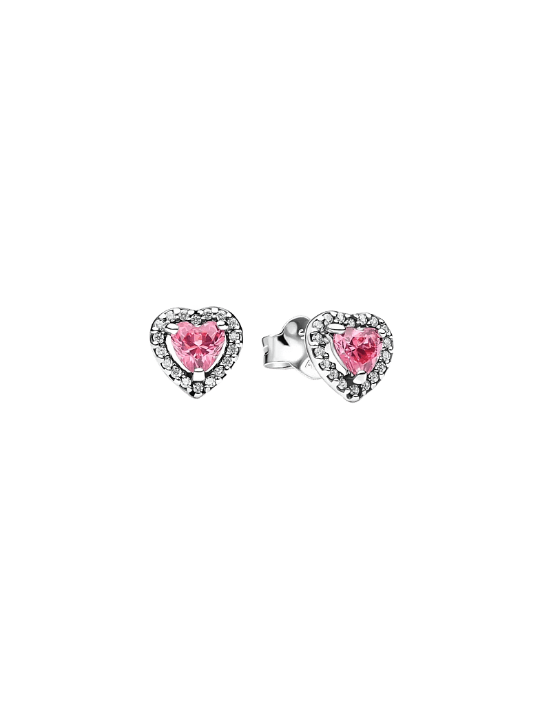 Pandora - Heart sterling silver stud earrings with fancy pink and clear cubic zirconia - ohrstecker - pink - 1