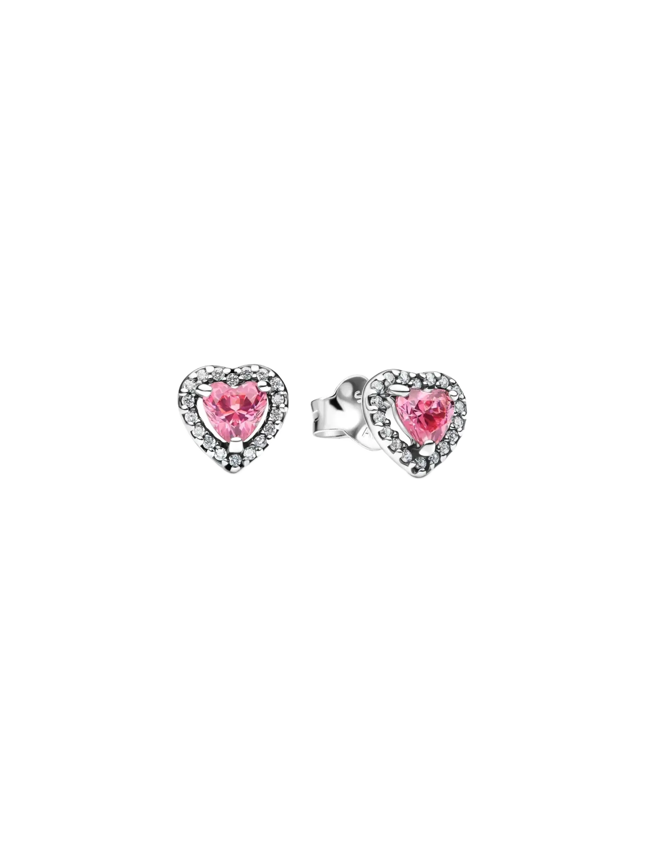 Pandora Heart sterling silver stud earrings with fancy pink and clear cubic zirconia - Accessoires - PINK / pink/rose