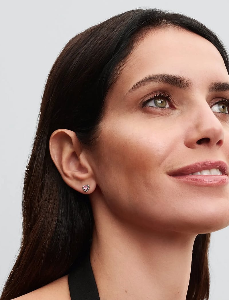 Pandora - Heart sterling silver stud earrings with fancy pink and clear cubic zirconia - ohrstecker - pink - 0