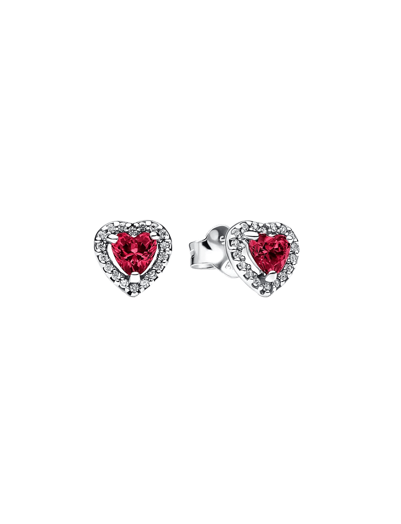 Pandora - Elevated Red Heart Stud Earrings - studs örhängen - pink - 1