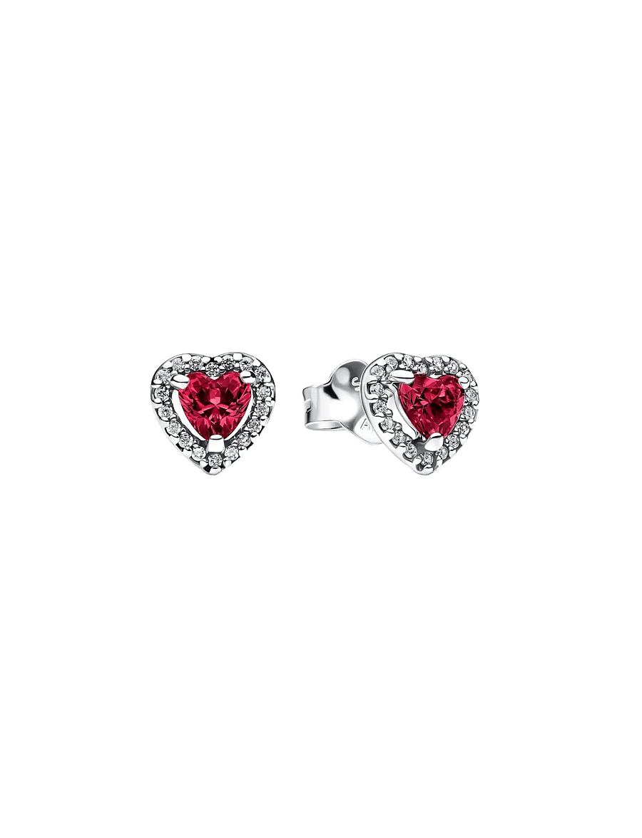 Pandora - Elevated Red Heart Stud Earrings - studs örhängen - pink - 1