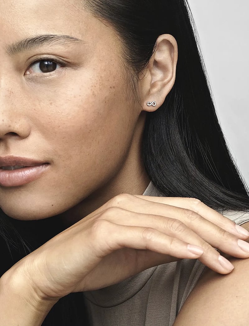 Pandora - Infinity sterling silver stud earrings with clear cubic zirconia - studs örhängen - clear - 0