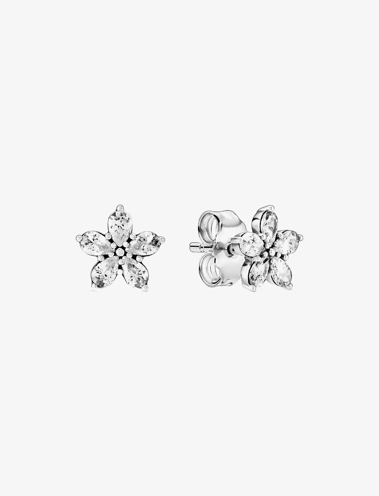 Pandora - Snowflake sterling silver stud earrings with clear cubic zirconia - naastkõrvarõngad - clear - 1