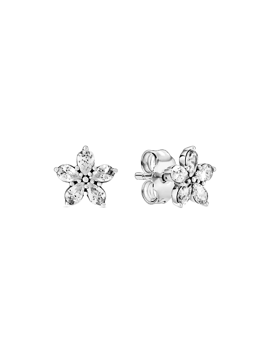 Pandora - Snowflake sterling silver stud earrings with clear cubic zirconia - nappikorvakorut - clear - 1