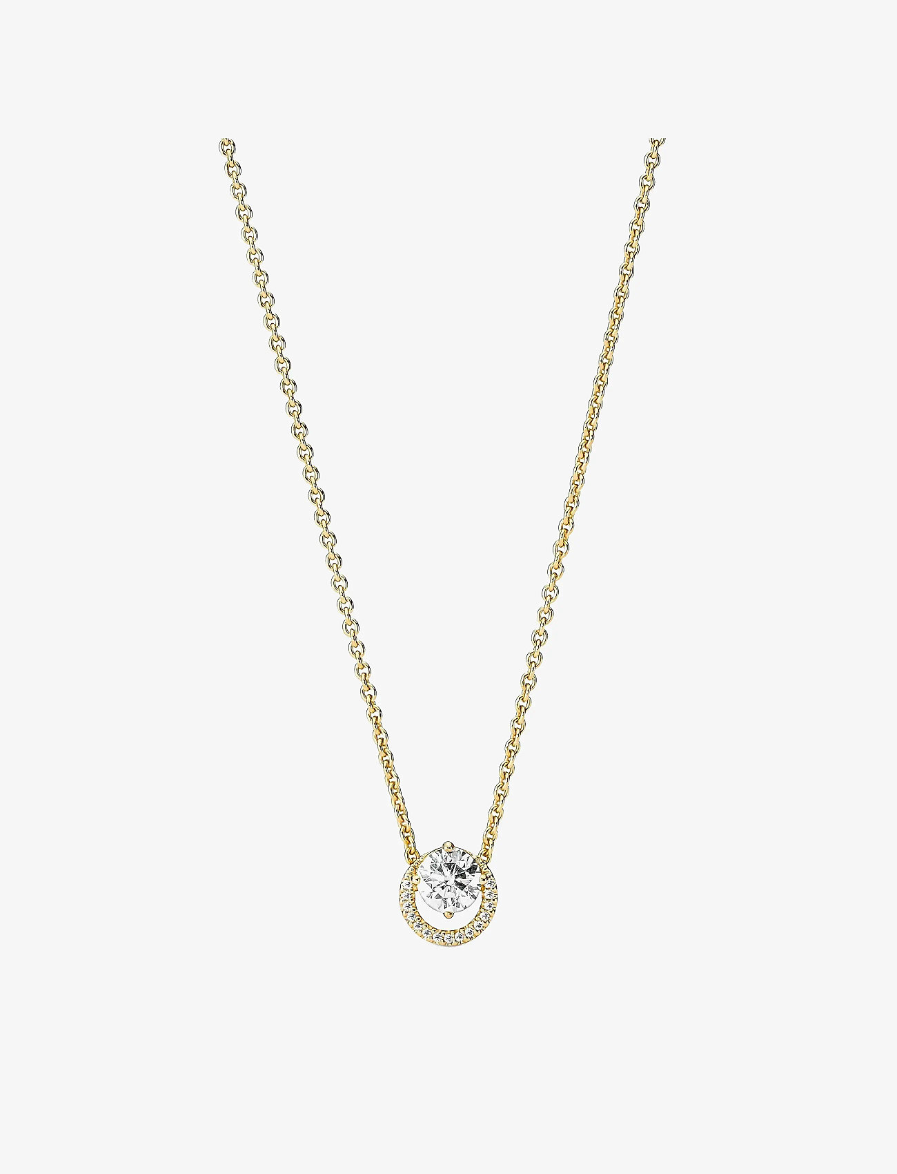 Pandora - Round Halo Pendant Collier Necklace - halsketten - clear - 1