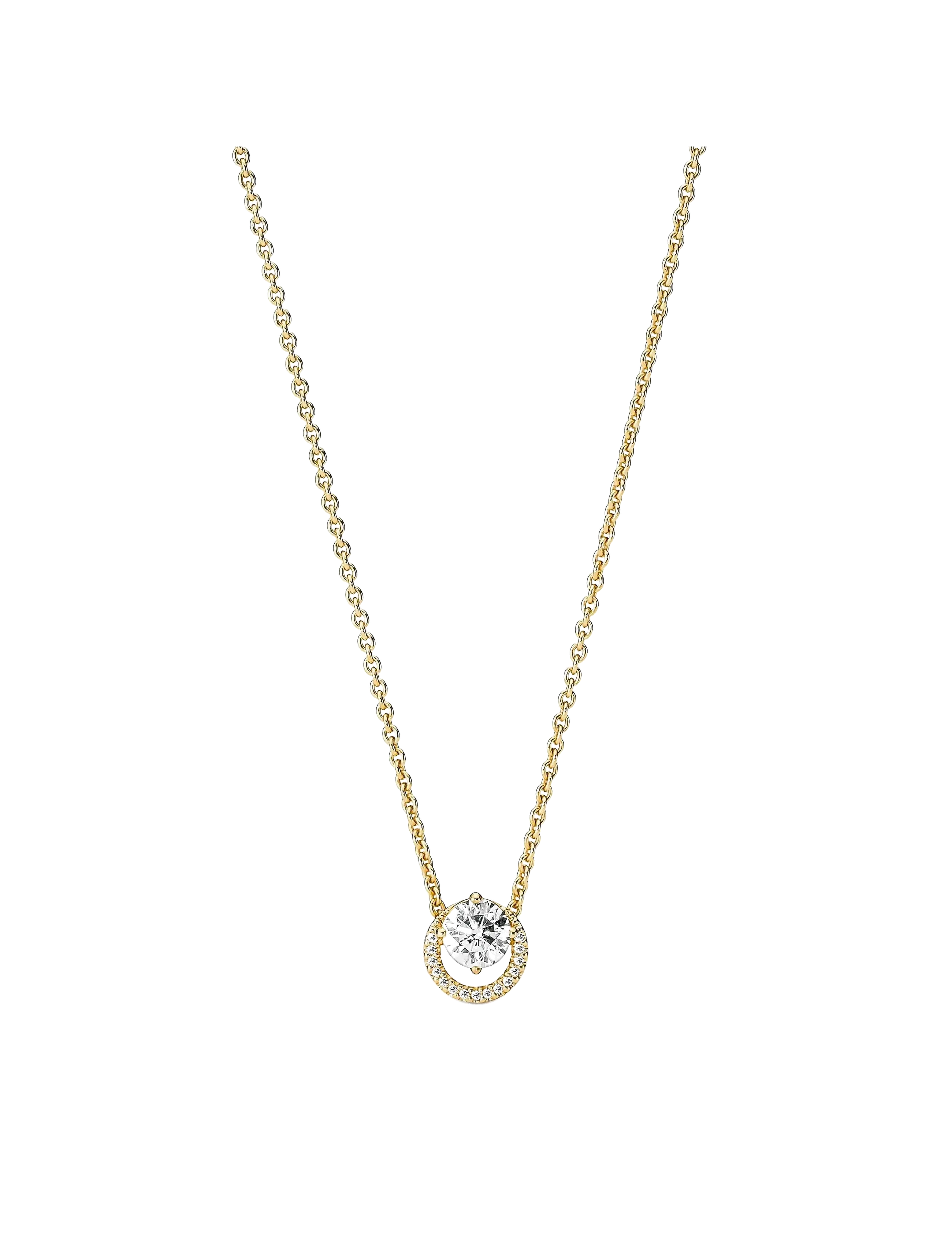Pandora Round Halo Pendant Collier Necklace - Halskæder - CLEAR / undefined