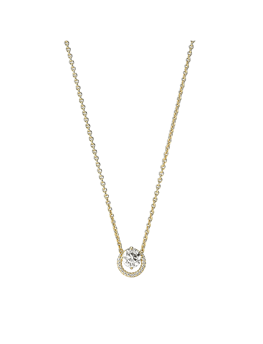 Pandora - Round Halo Pendant Collier Necklace - halsketten - clear - 1
