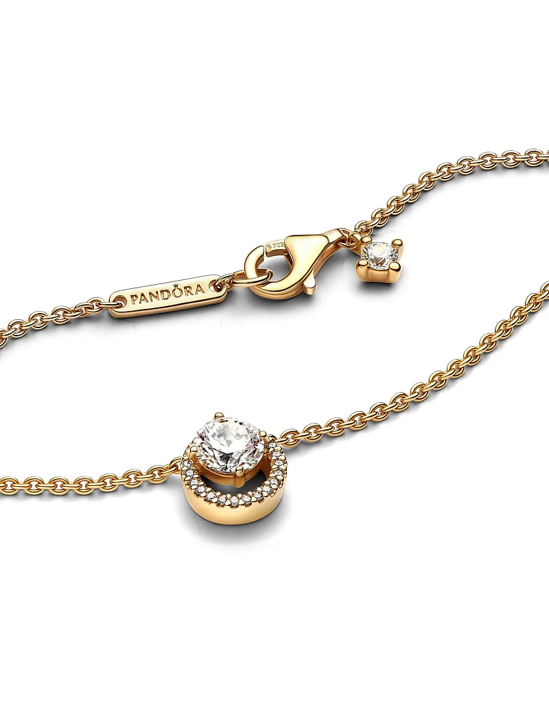 Pandora - Round Halo Pendant Collier Necklace - halsketten - clear - 4