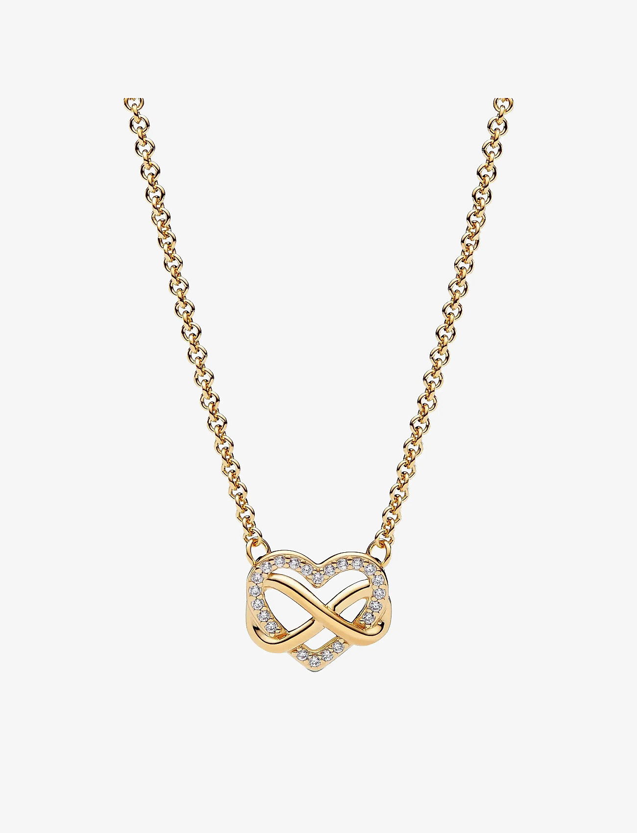 Pandora - Infinity heart 14k gold-plated necklace with clear cubic zirconia - kedjehalsband - no color - 1