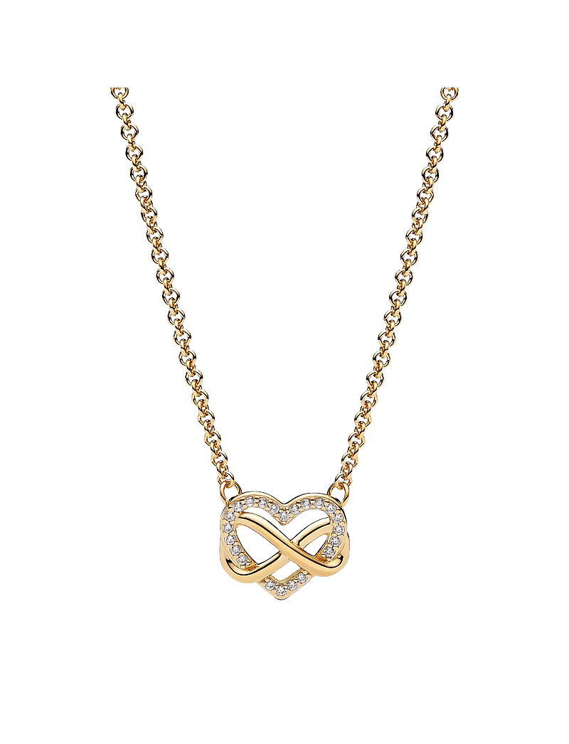 Pandora - Infinity heart 14k gold-plated necklace with clear cubic zirconia - kedjehalsband - no color - 1
