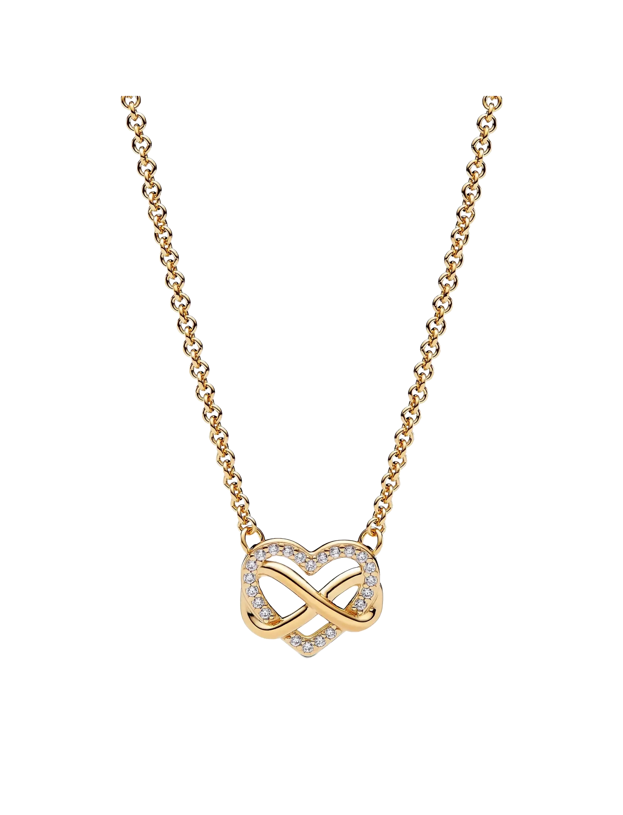 Pandora Infinity heart 14k gold-plated necklace with clear cubic zirconia - Halskæder - NO COLOR / undefined