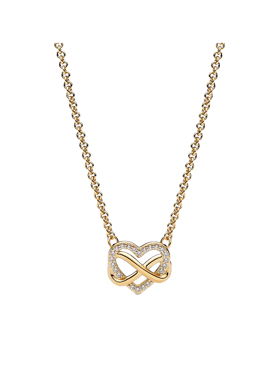 Pandora - Infinity heart 14k gold-plated necklace with clear cubic zirconia - colliers chaîne - no color - 1