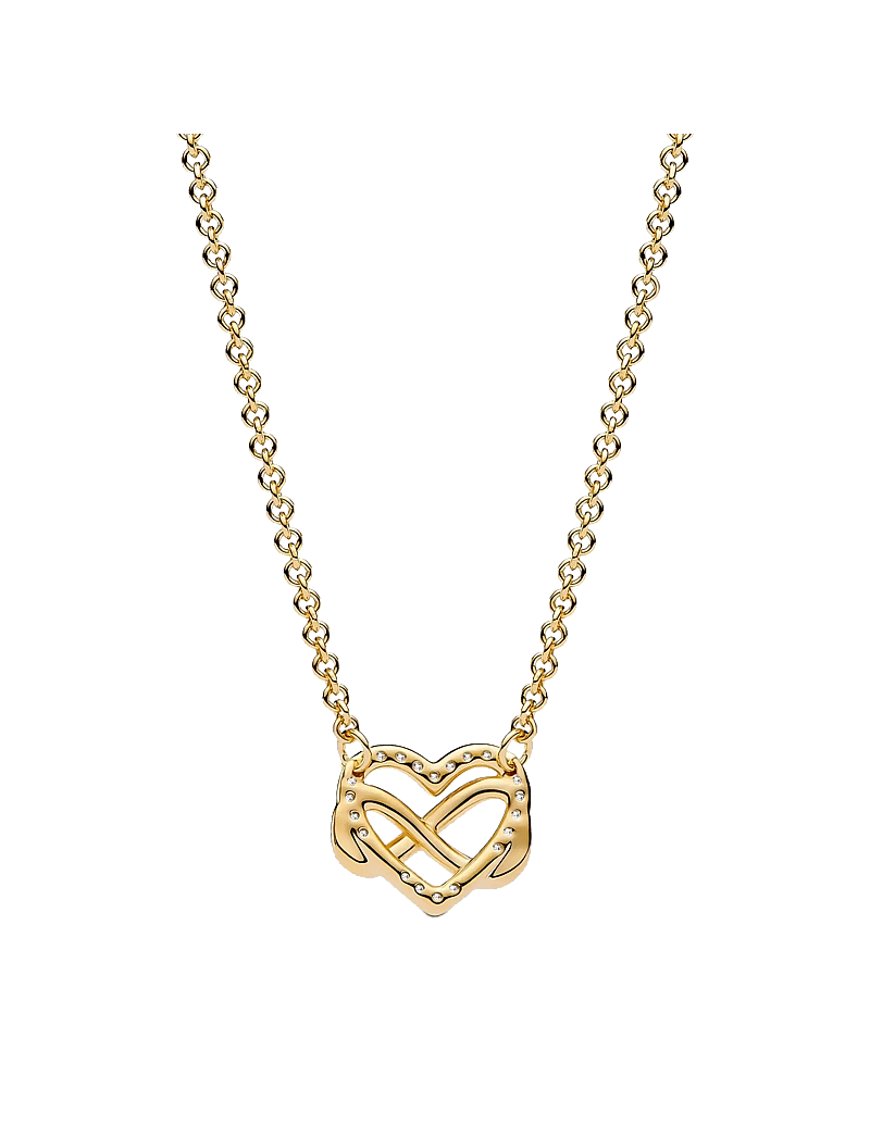 Pandora - Infinity heart 14k gold-plated necklace with clear cubic zirconia - kedjehalsband - no color - 2