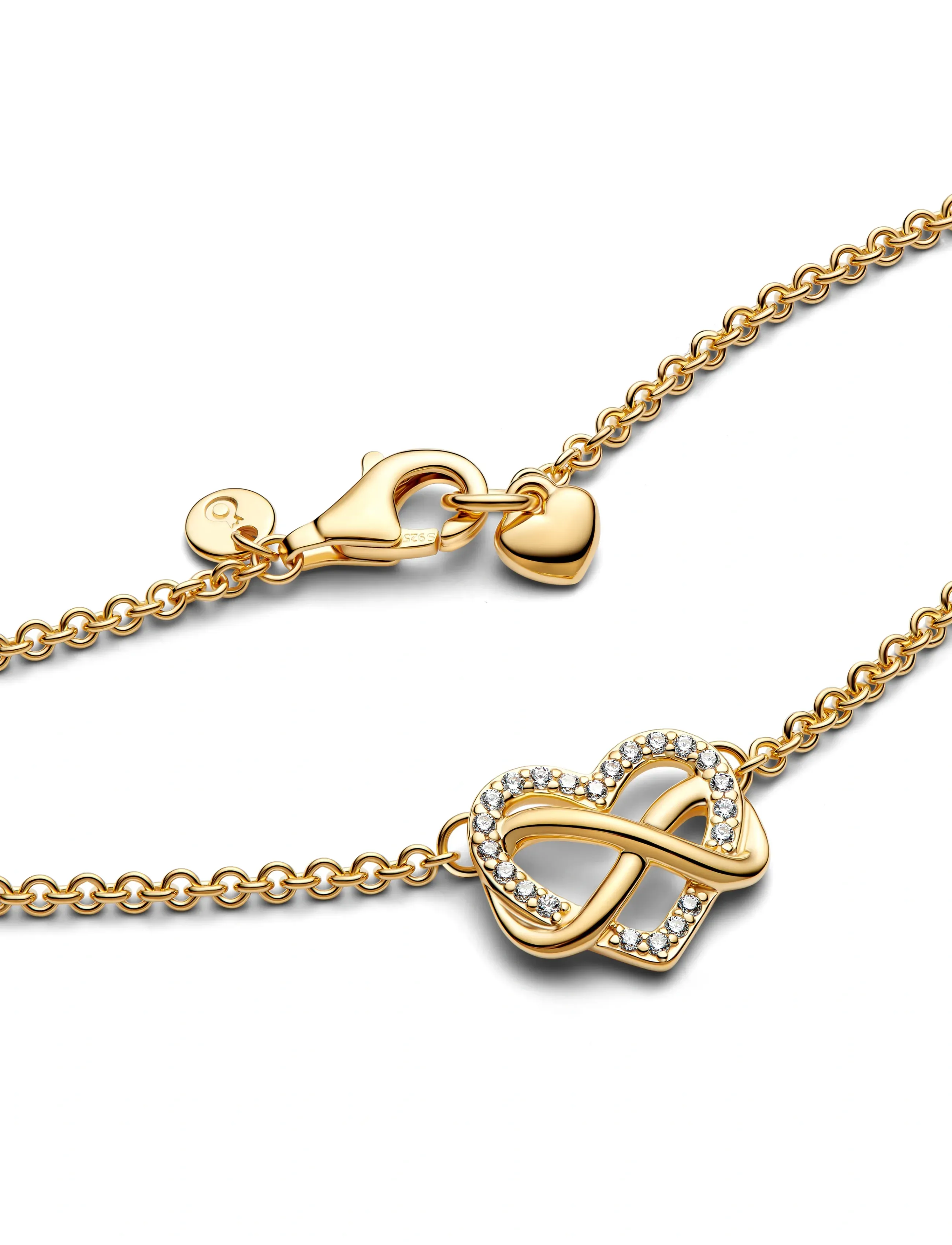 Pandora - Infinity heart 14k gold-plated necklace with clear cubic zirconia - colliers chaîne - no color - 4