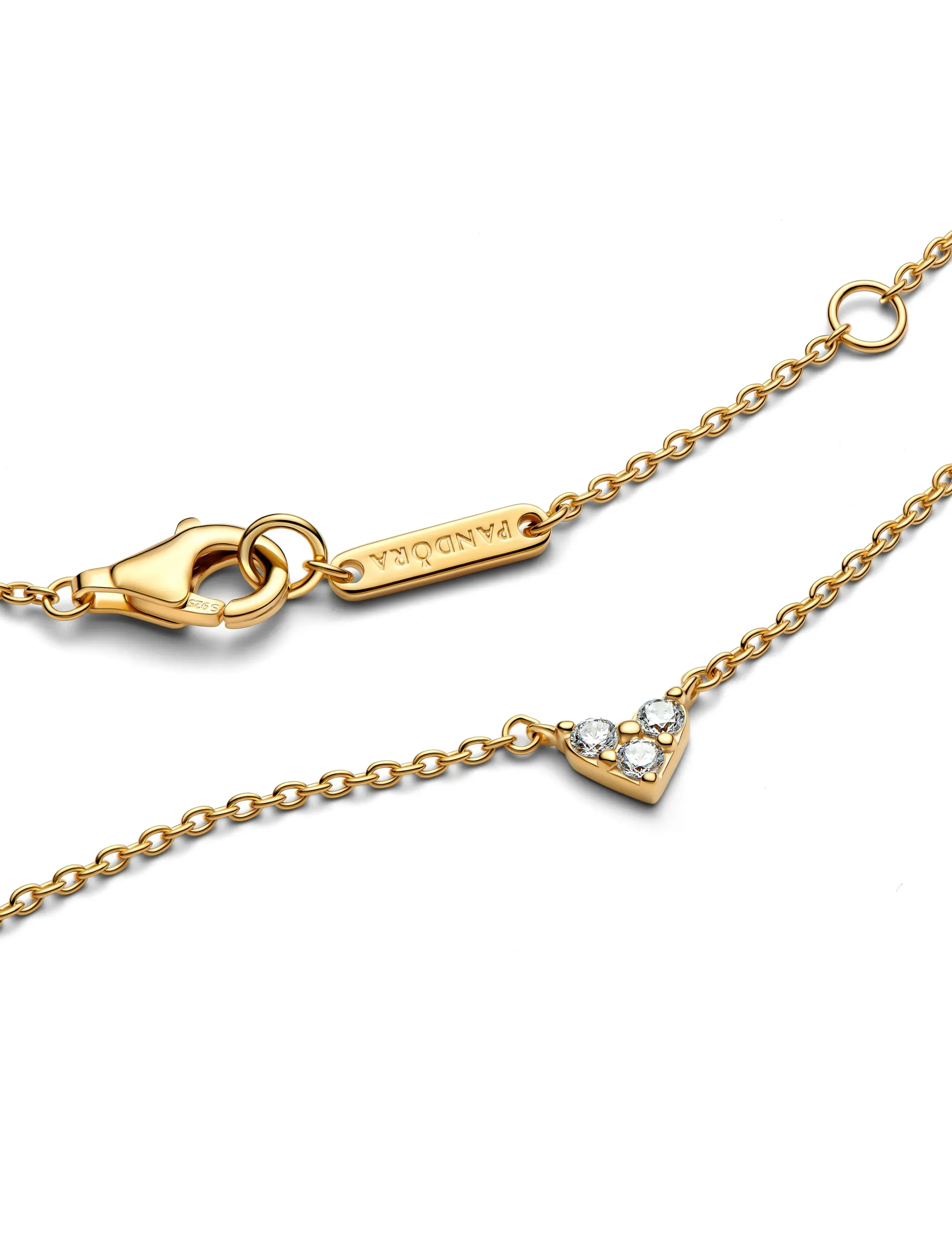Pandora - Triple Stone Heart Collier Necklace - halsketten - clear - 4