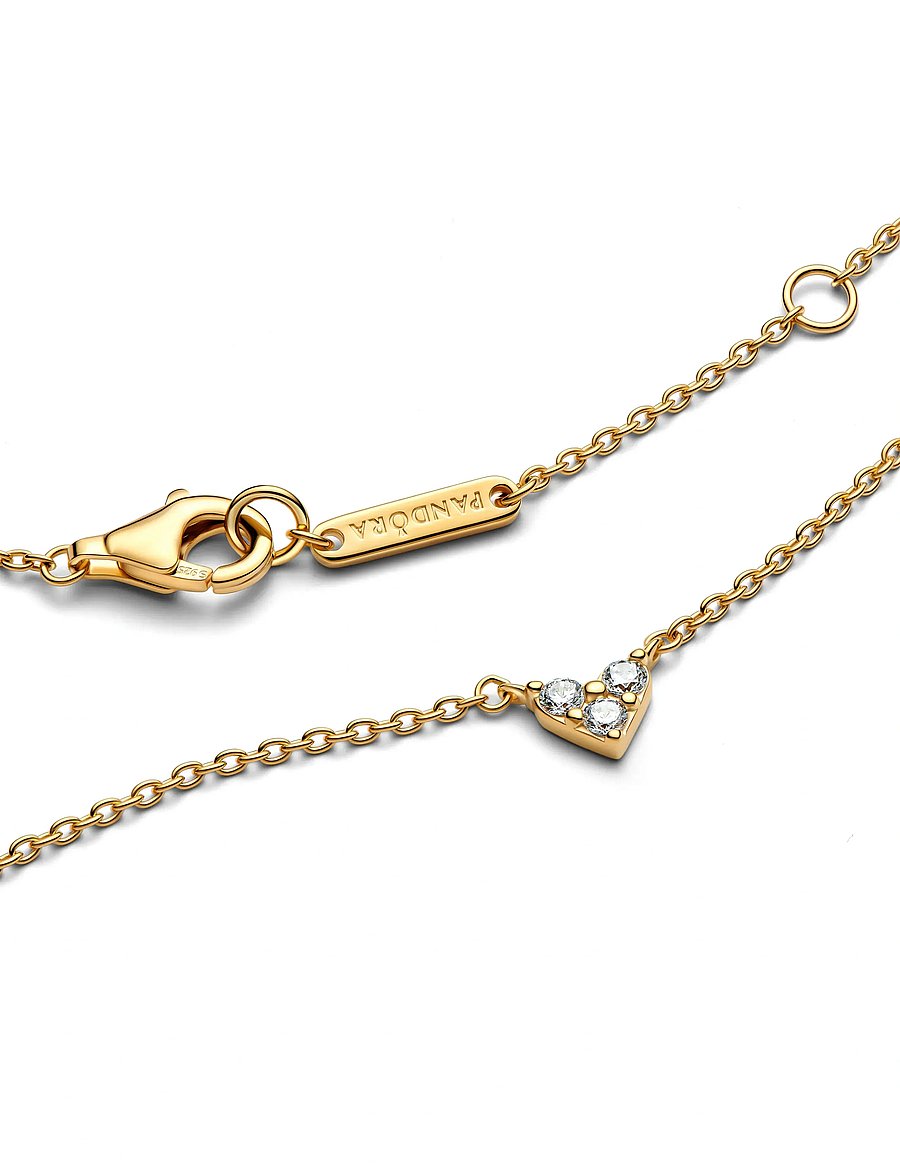 Pandora - Triple Stone Heart Collier Necklace - halsketten - clear - 4