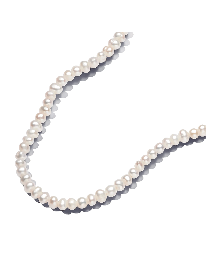 Pandora - 14k Gold-plated T-bar collier with white treated freshwater cultured pearl - perlenketten - white - 1
