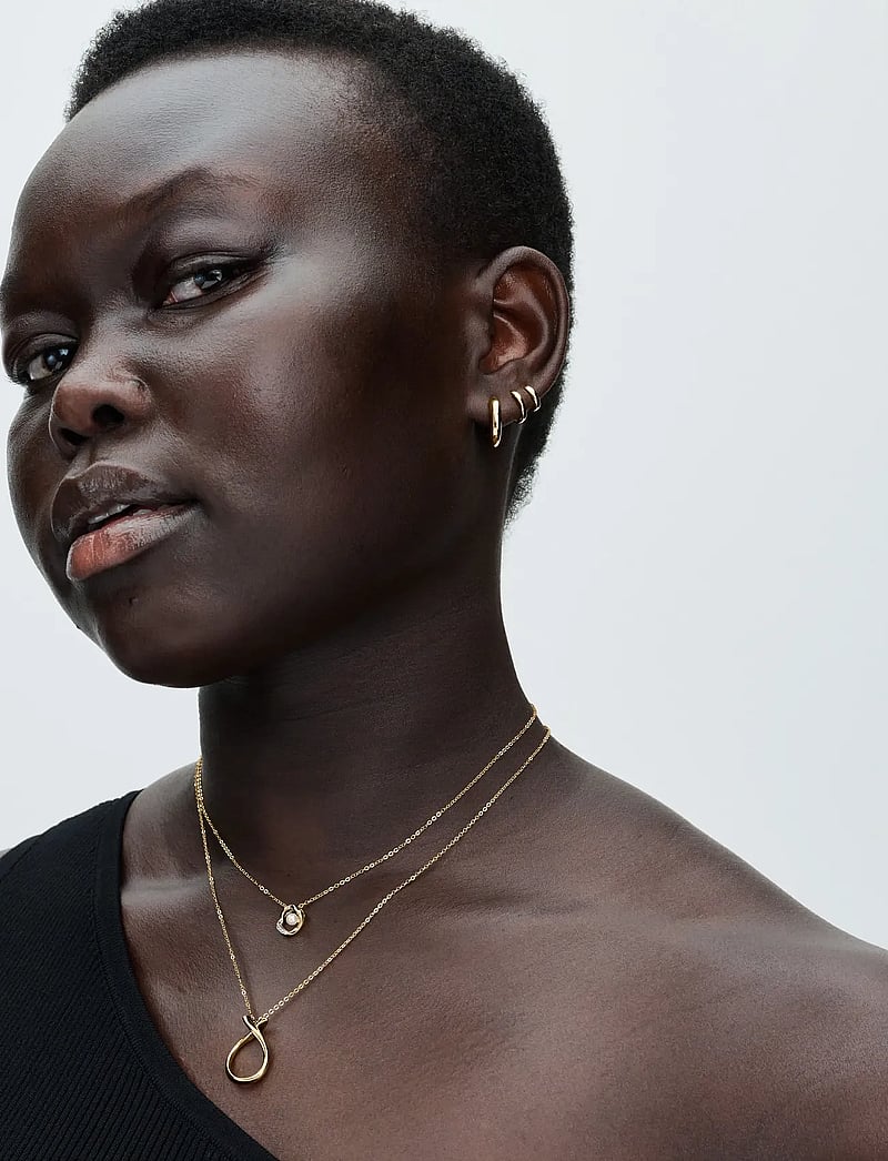 Pandora - 14k Gold-plated collier with white treated freshwater cultured pearl and clear cubic zirconia - kedjehalsband - clear - 2