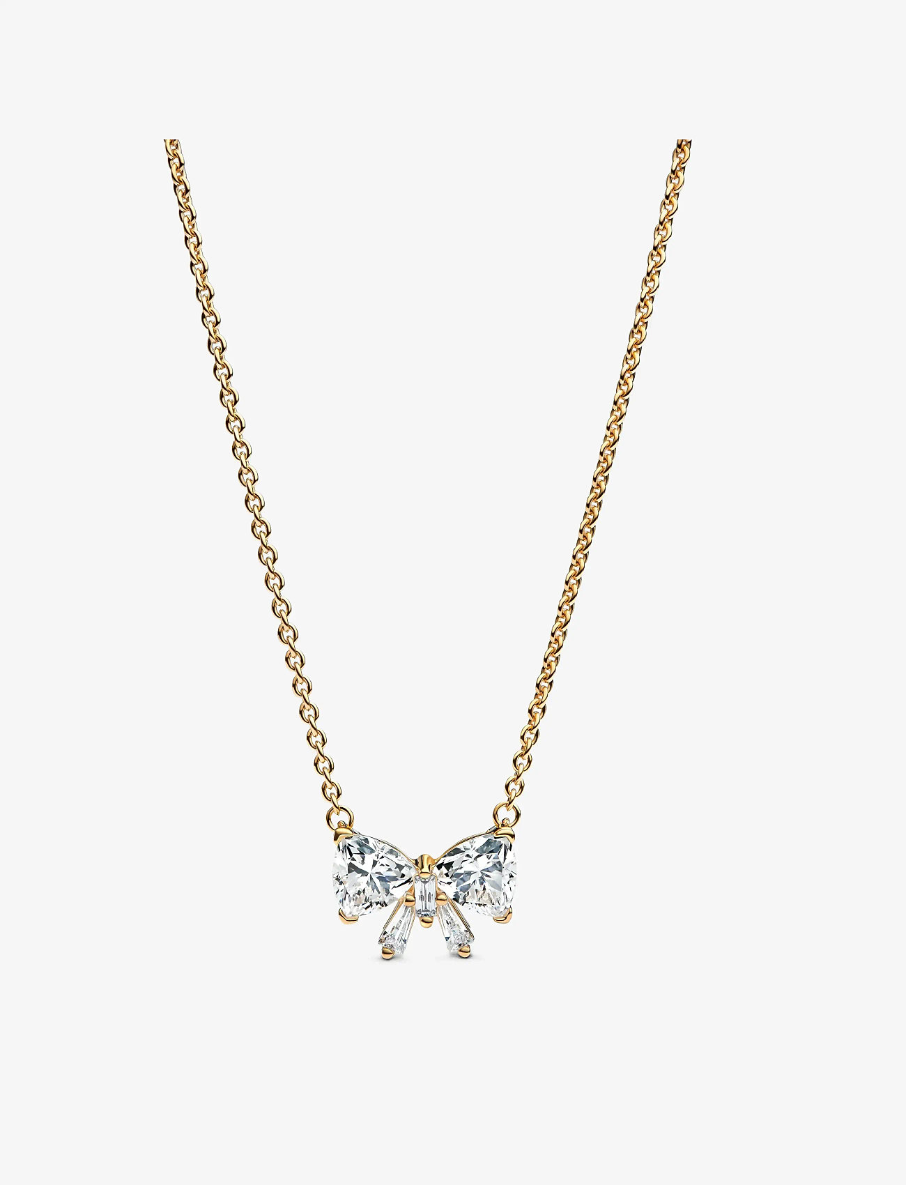 Pandora - Sparkling Bow Necklace - halskæder - clear - 1