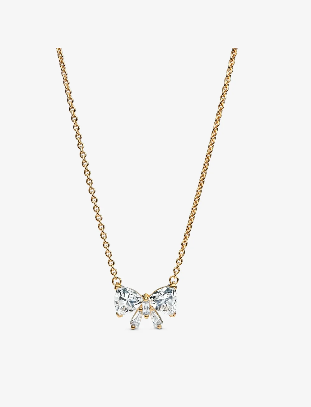 Pandora - Bow 14k gold-plated collier with clear cubic zirconia - kedjehalsband - clear - 1