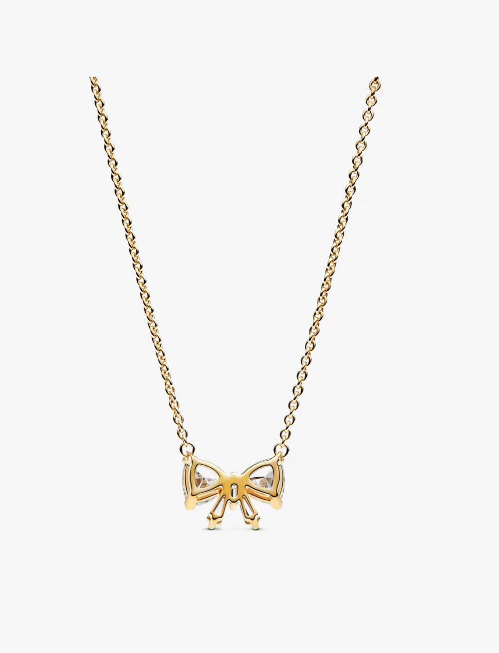 Pandora - Bow 14k gold-plated collier with clear cubic zirconia - kedjehalsband - clear - 2