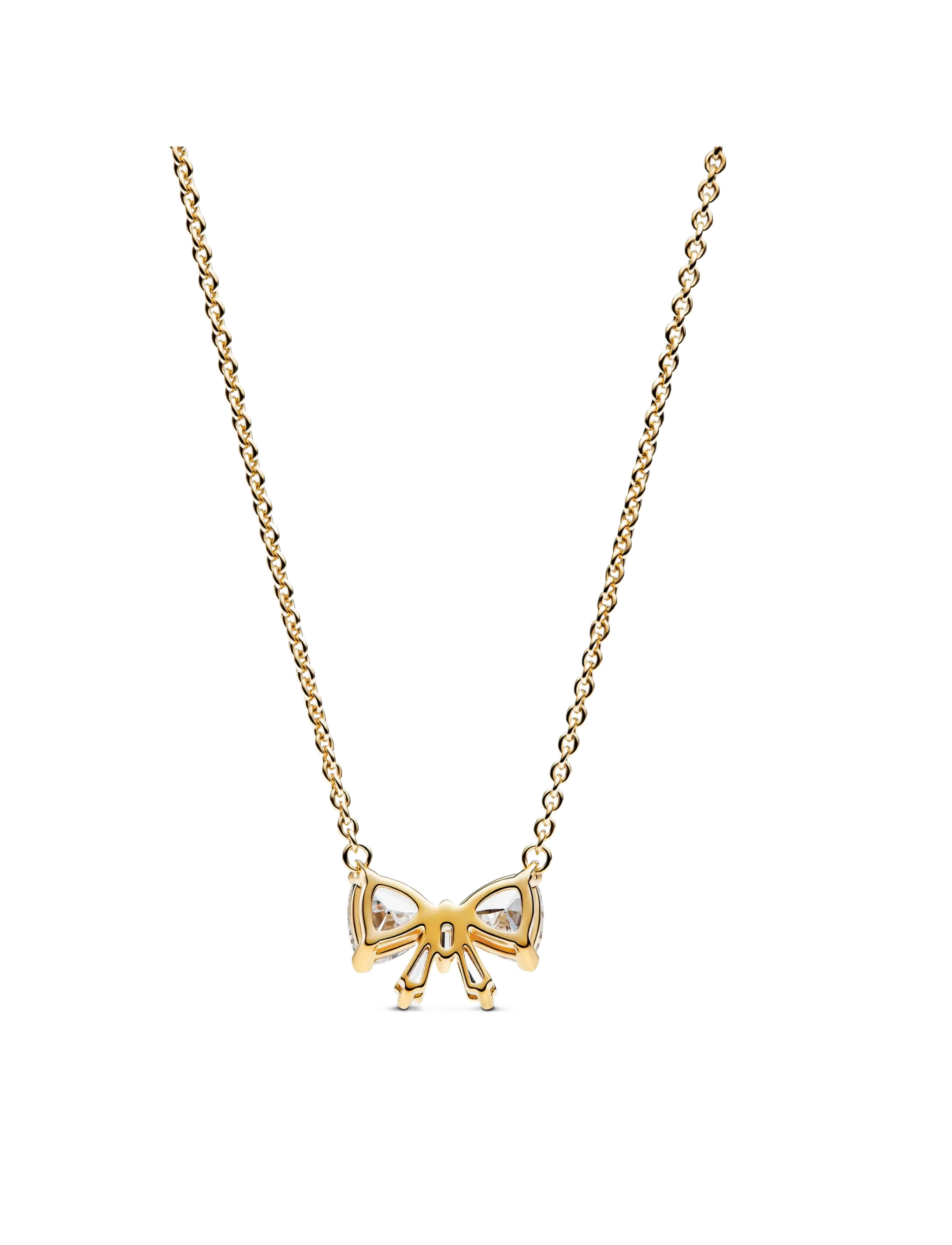 Pandora - Sparkling Bow Necklace - halskæder - clear - 2