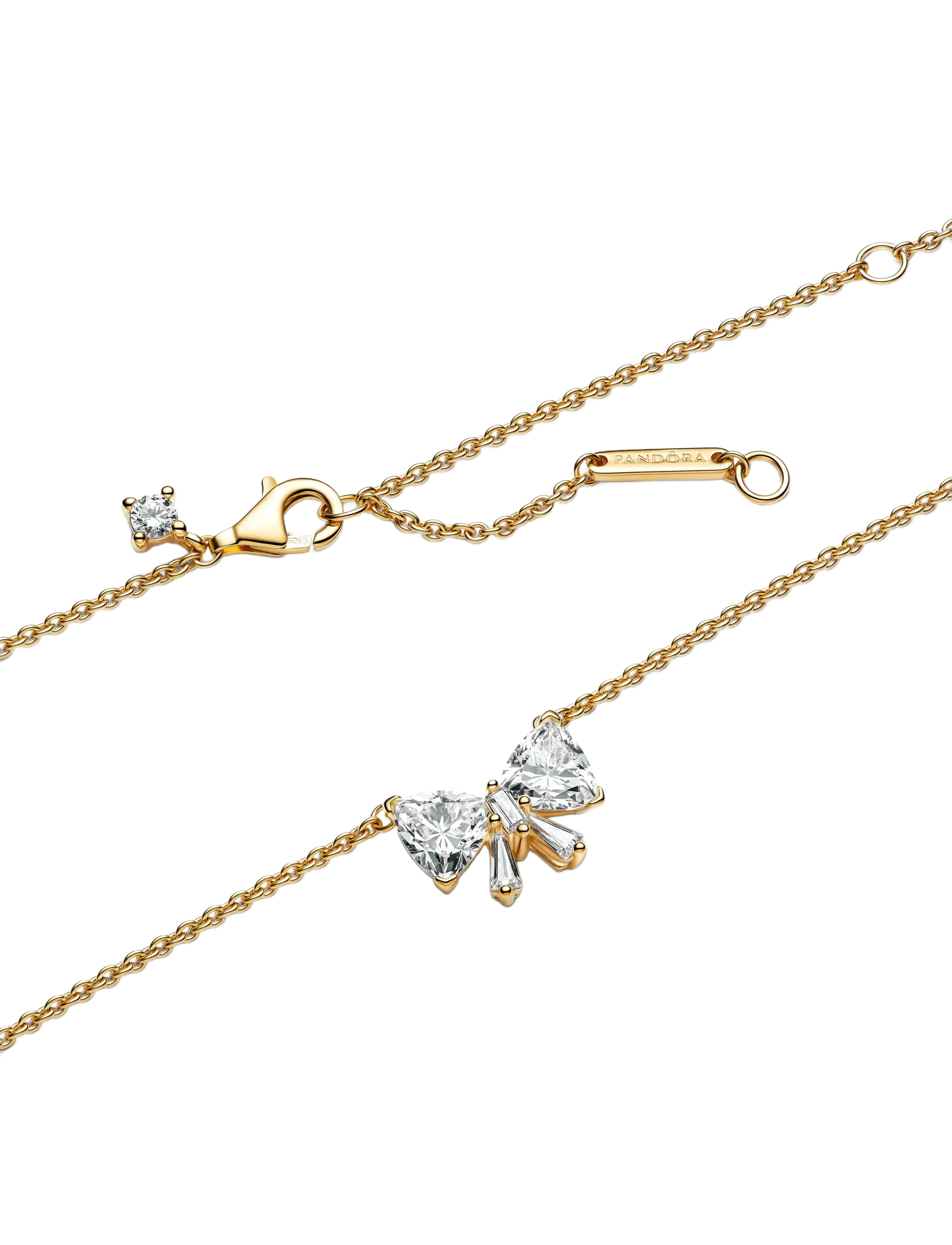 Pandora - Sparkling Bow Necklace - halskæder - clear - 3