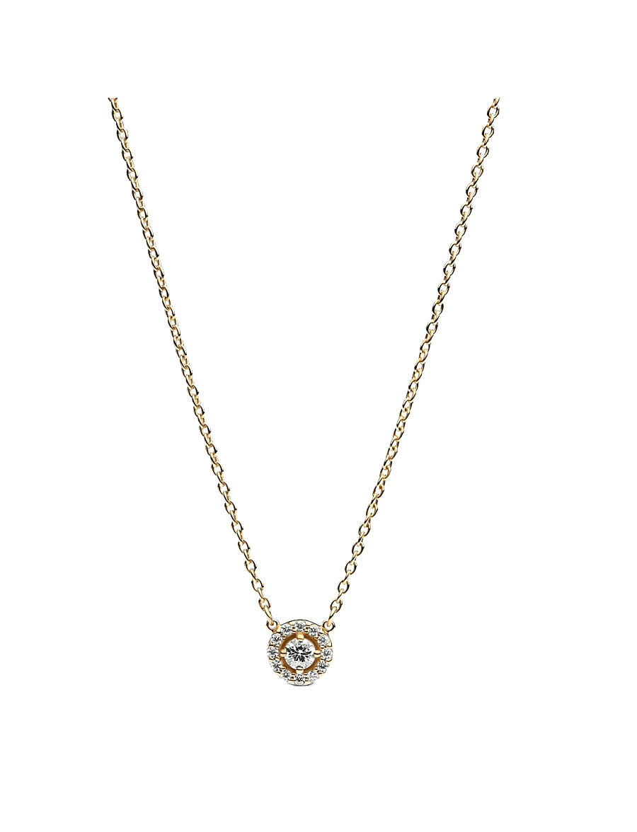 Pandora - Round Pavé Halo Pendant Necklace - halsketten - clear - 1