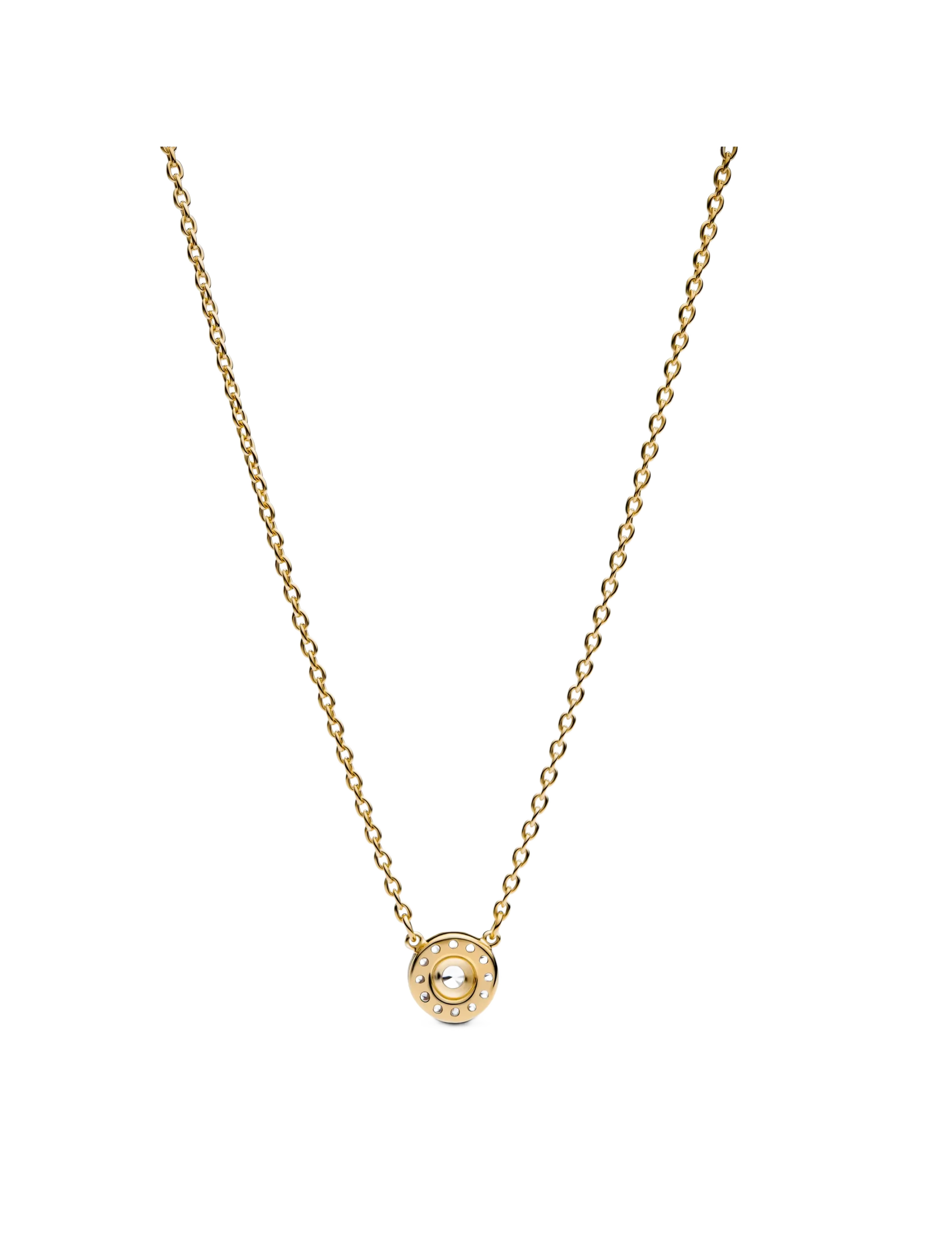 Pandora - Round Pavé Halo Pendant Necklace - halsketten - clear - 2