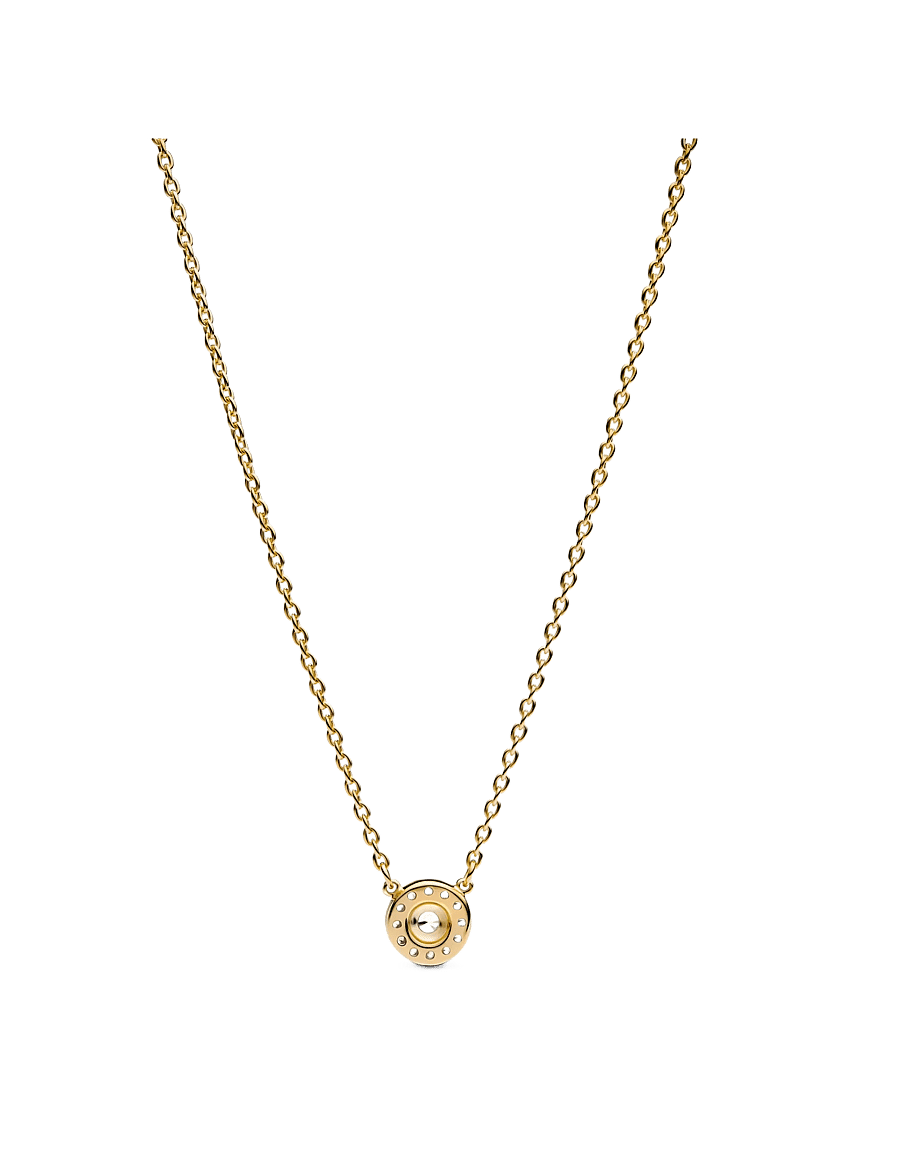 Pandora - Round Pavé Halo Pendant Necklace - halsketten - clear - 2