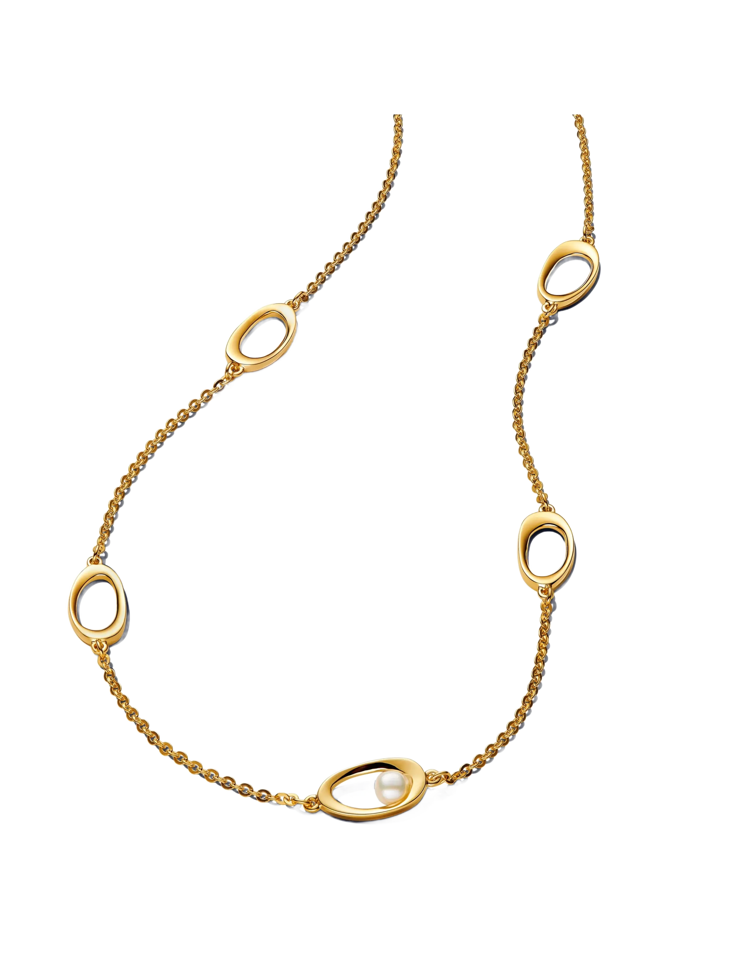 Pandora 14k gold-plated necklace with treated white freshwater cultured pearl - Halskæder - NO COLOR / undefined