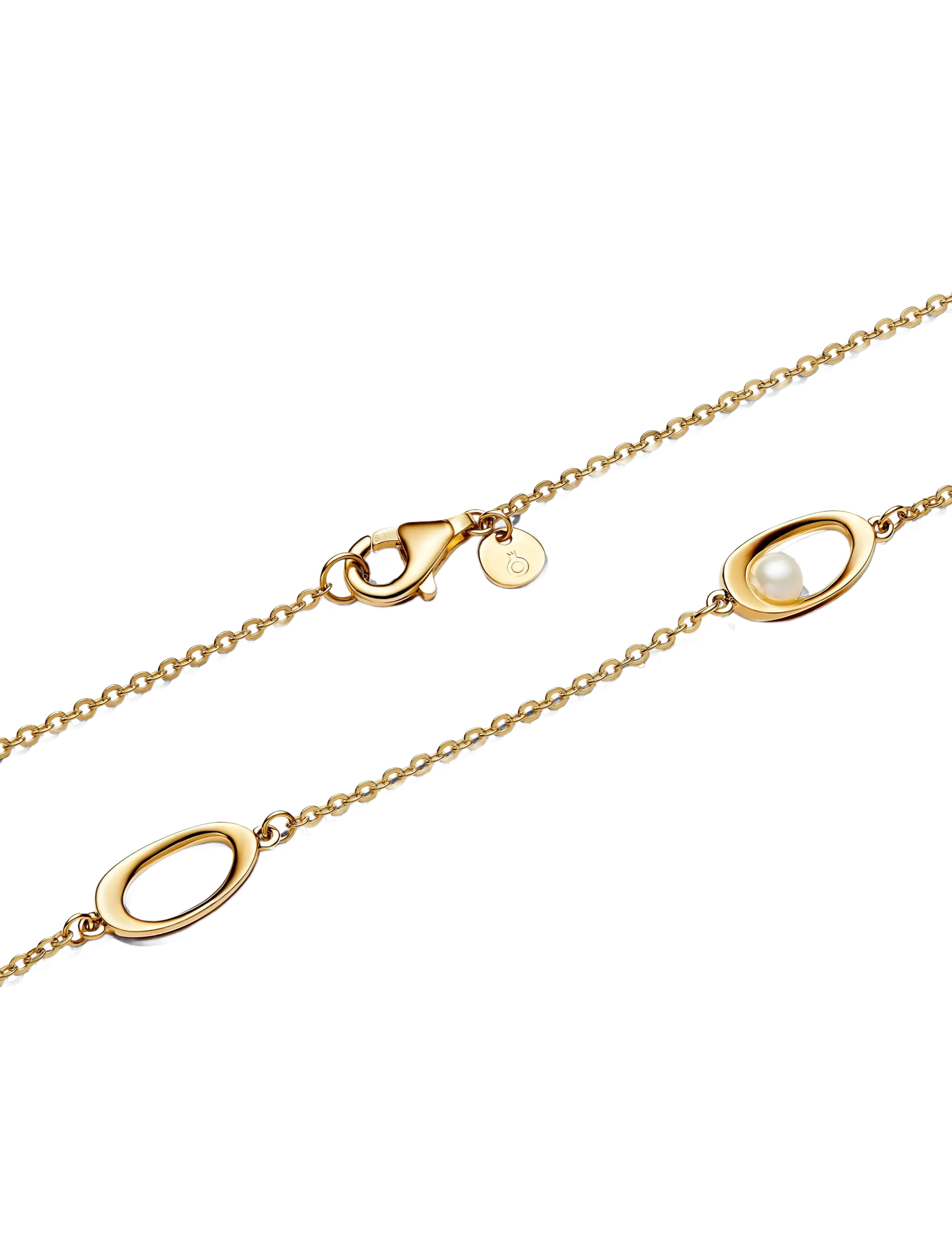 Pandora - 14k gold-plated necklace with treated white freshwater cultured pearl - colliers chaîne - no color - 2