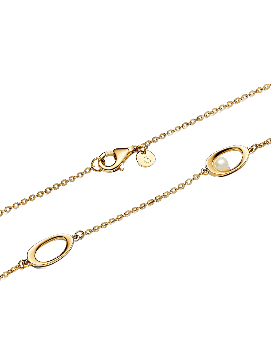 Pandora - 14k gold-plated necklace with treated white freshwater cultured pearl - colliers chaîne - no color - 2
