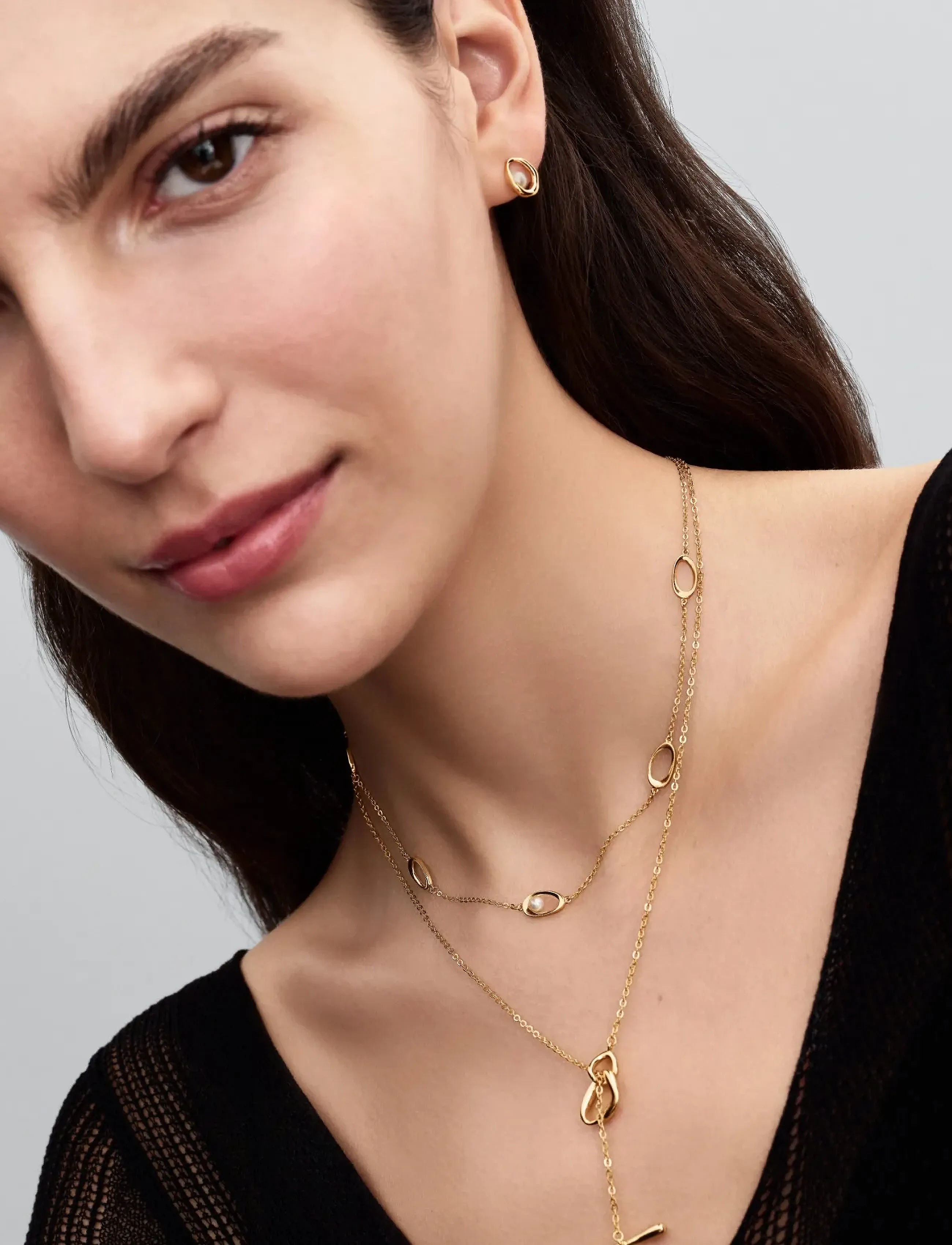 Pandora - 14k gold-plated necklace with treated white freshwater cultured pearl - colliers chaîne - no color - 3