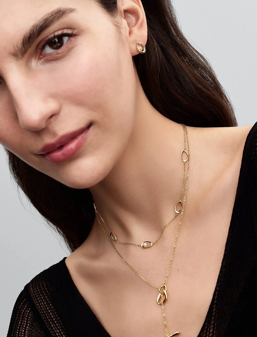Pandora - 14k gold-plated necklace with treated white freshwater cultured pearl - colliers chaîne - no color - 3
