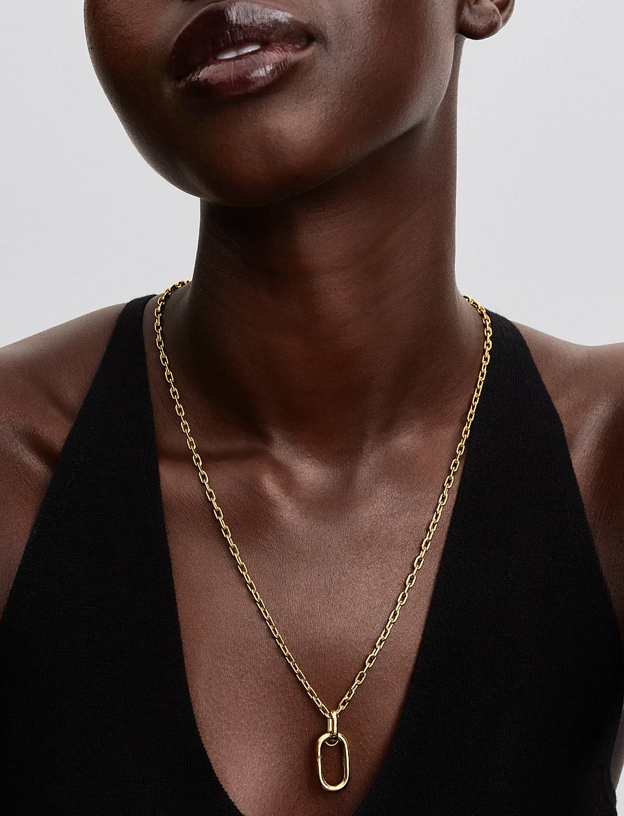 Pandora - 14k gold-plated large openable link pendant necklace - halskæder - no color - 0
