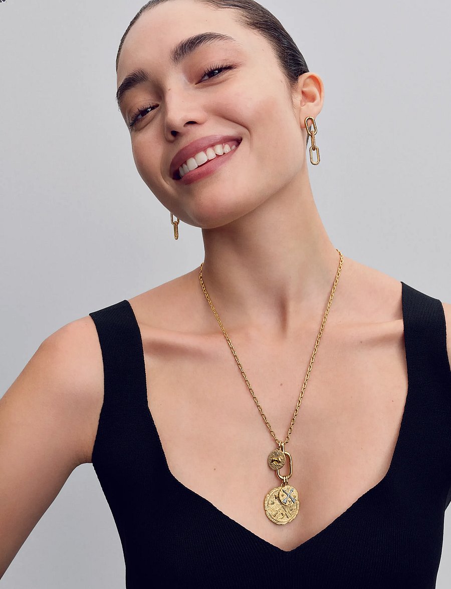 Pandora - 14k gold-plated large openable link pendant necklace - halskæder - no color - 2