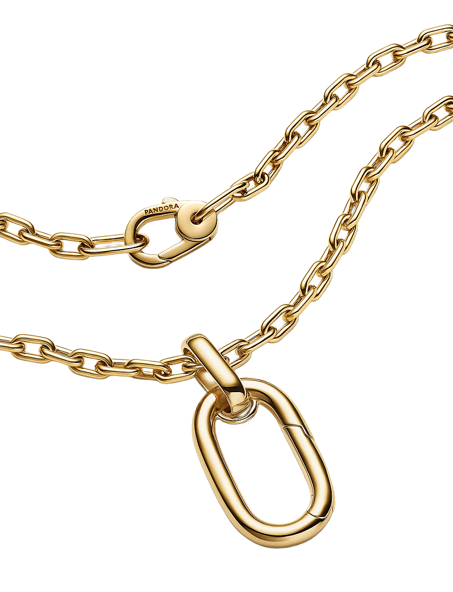 Pandora - 14k gold-plated large openable link pendant necklace - halskæder - no color - 3