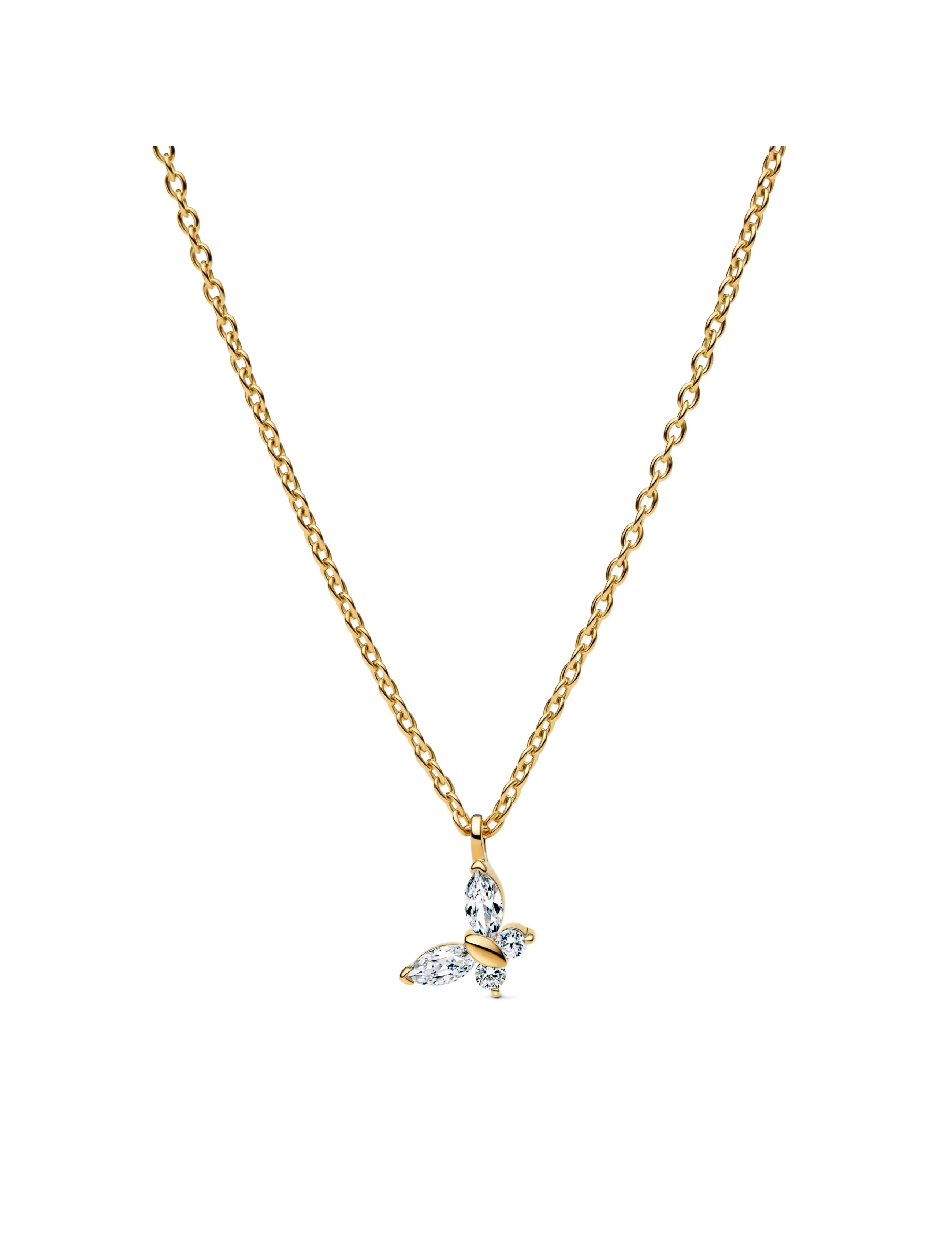 Butterfly 14k gold-plated collier with clear cubic zirconia - CLEAR