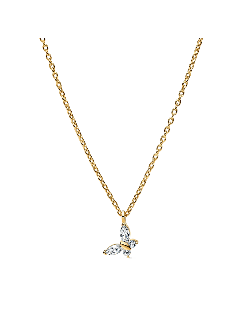Pandora - Butterfly 14k gold-plated collier with clear cubic zirconia - kaelaketid - clear - 1
