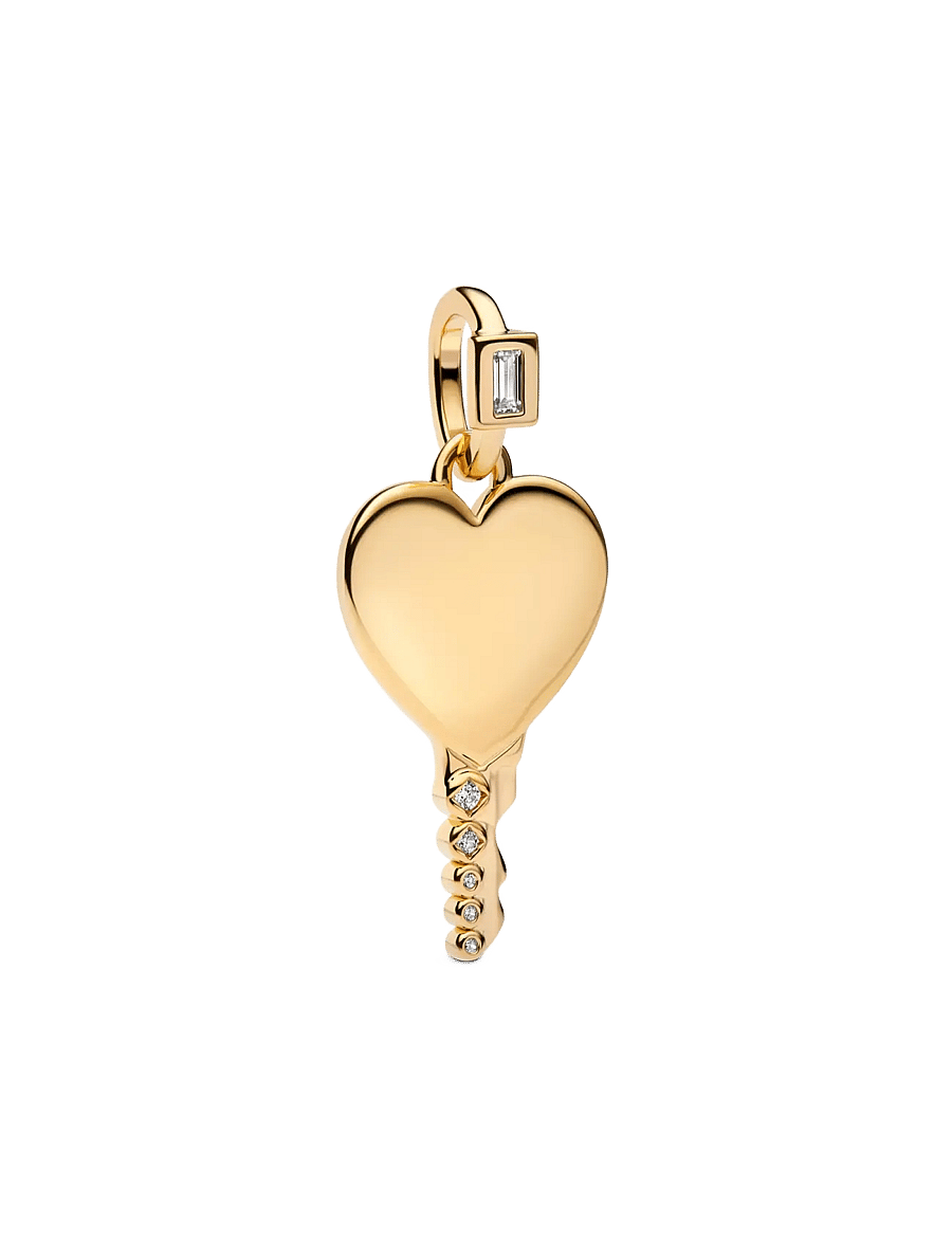 Pandora - Engravable heart key 14k gold-plated - clear - 1