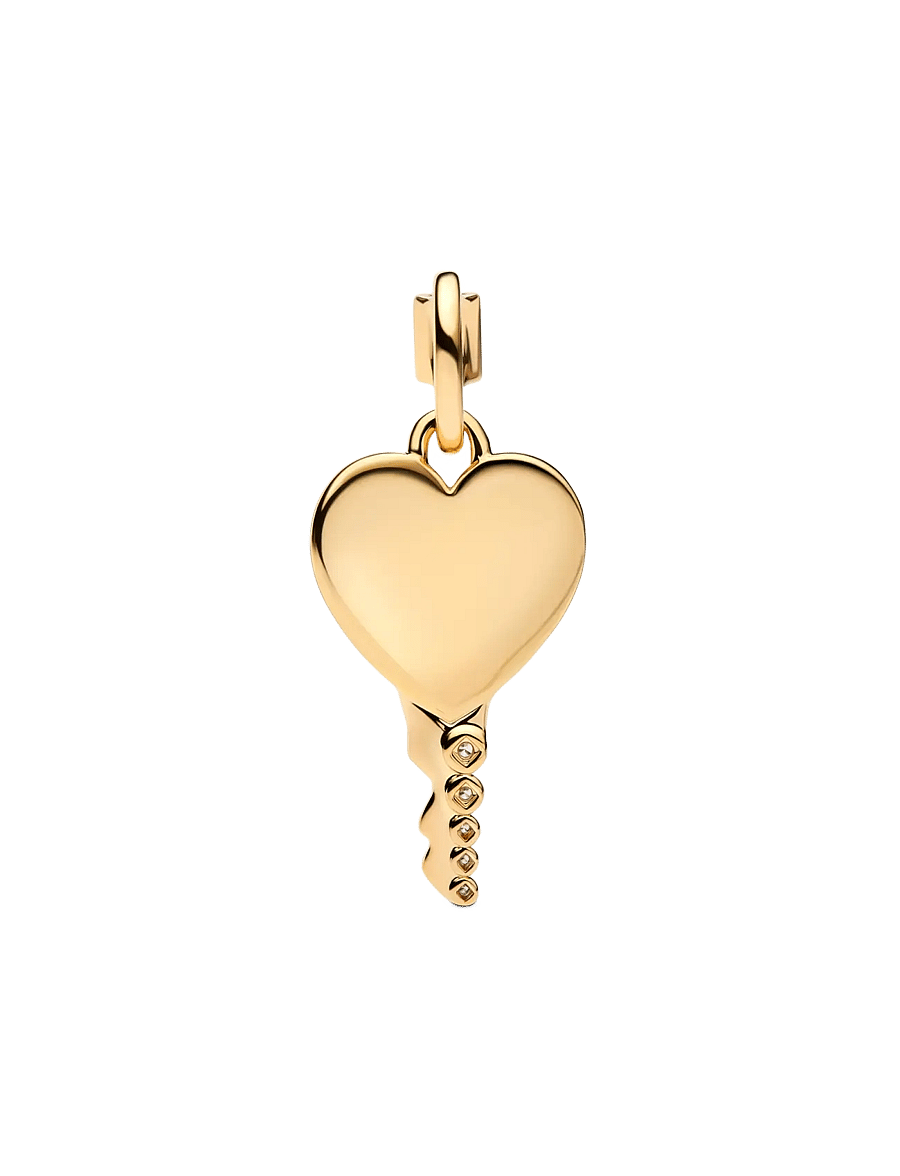 Pandora - Engravable heart key 14k gold-plated - clear - 2