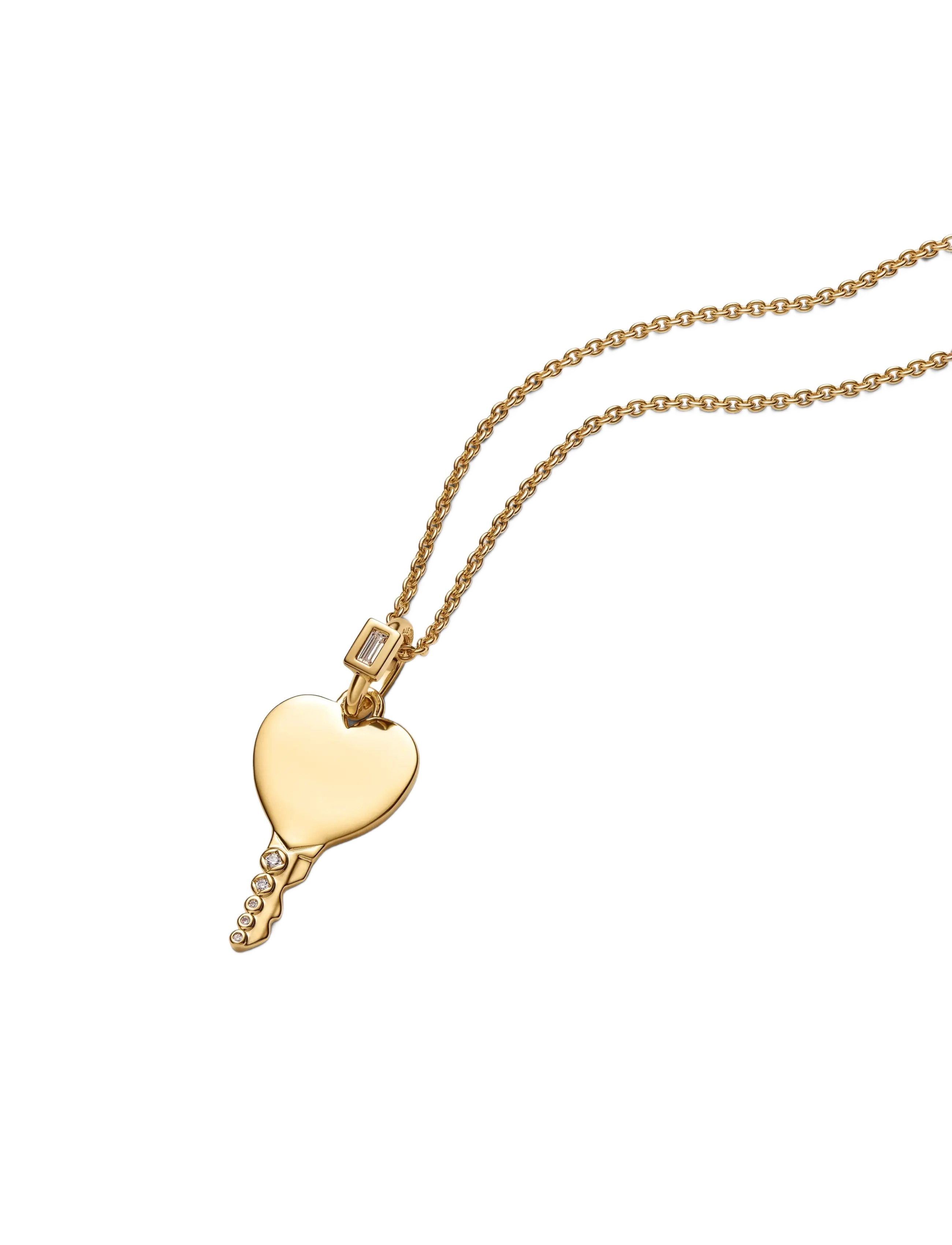 Pandora - Engravable heart key 14k gold-plated - clear - 3