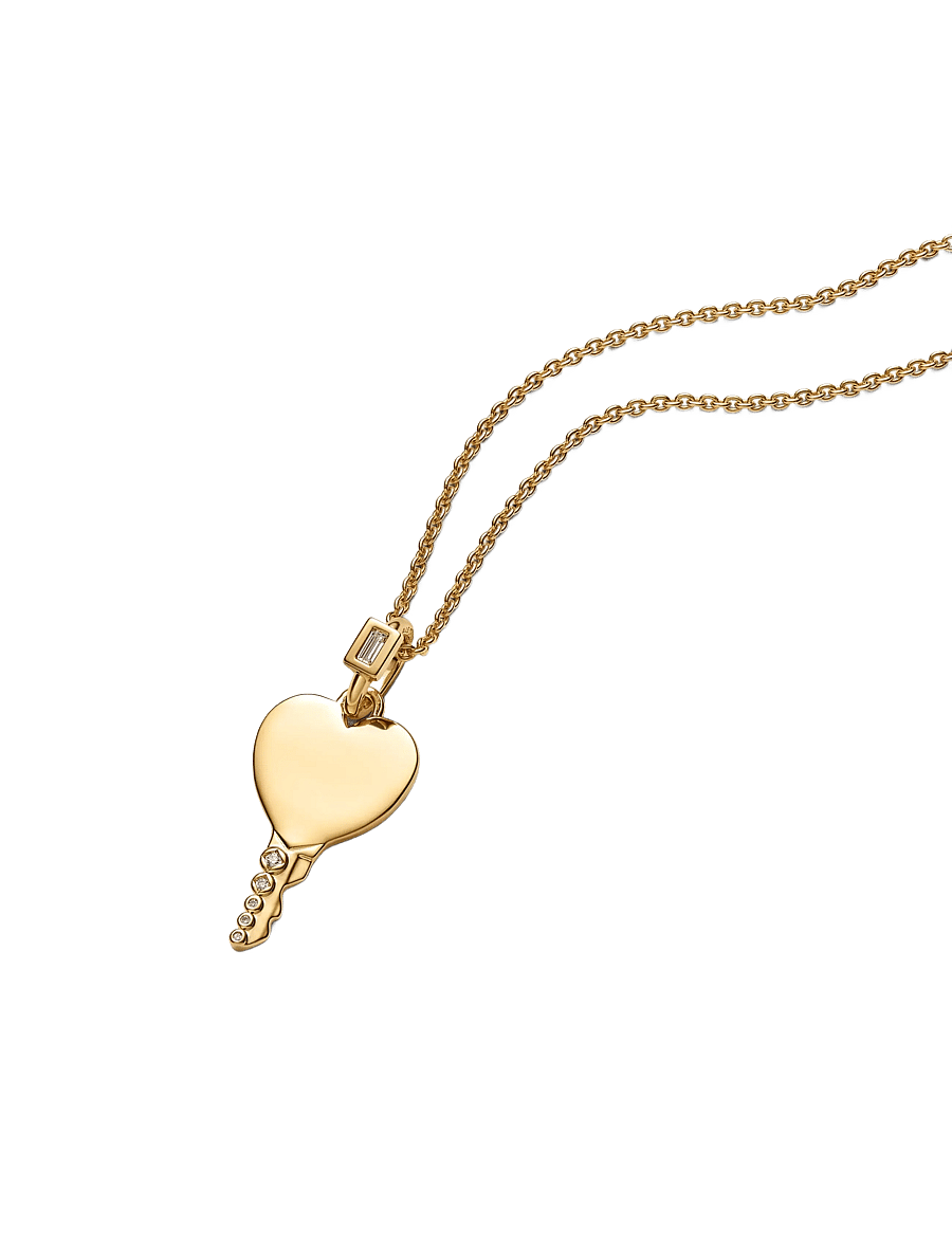 Pandora - Engravable heart key 14k gold-plated - clear - 3