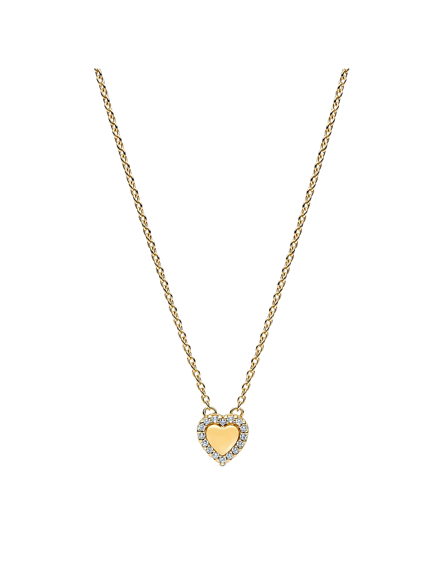 Pandora - Engravable heart 14k gold-plated collier - clear - 1