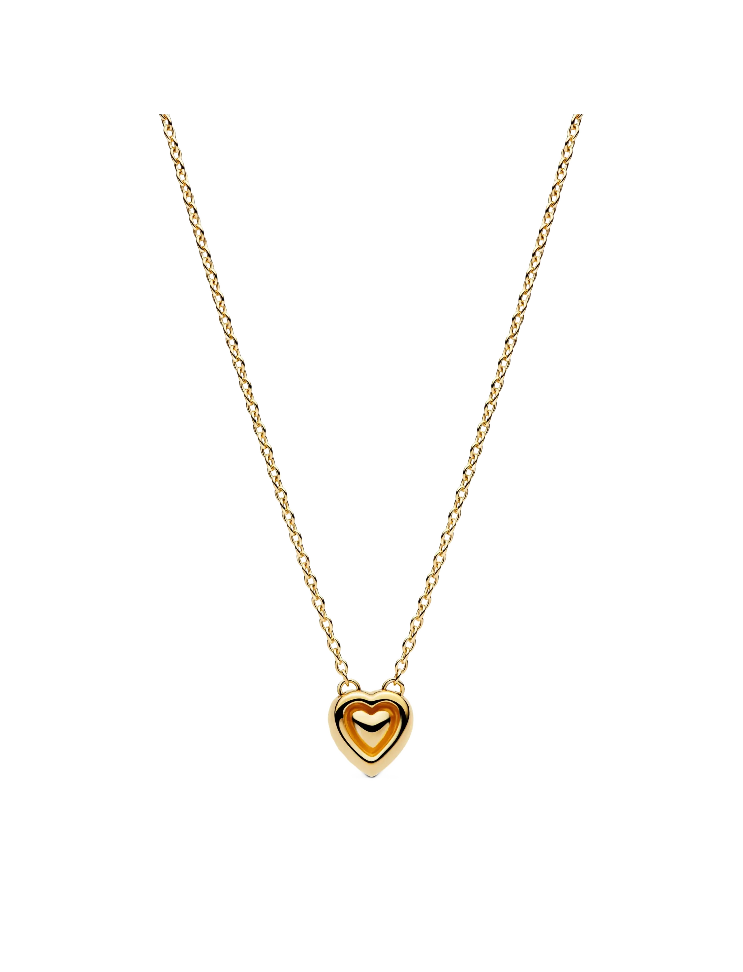Pandora - Engravable heart 14k gold-plated collier - clear - 2