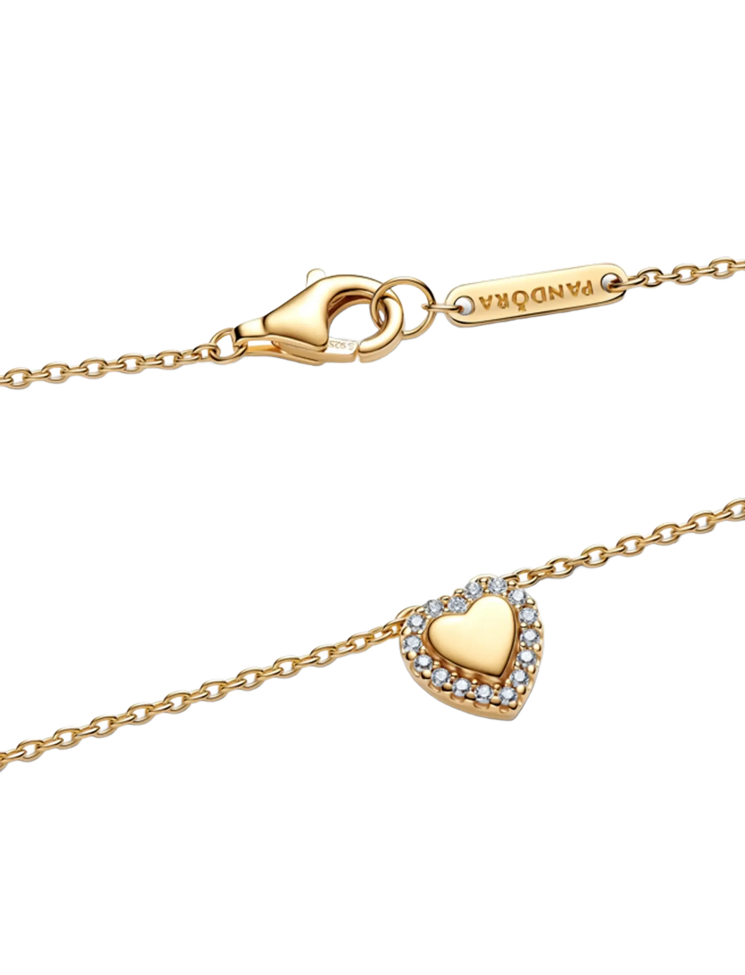 Pandora - Engravable heart 14k gold-plated collier - clear - 3