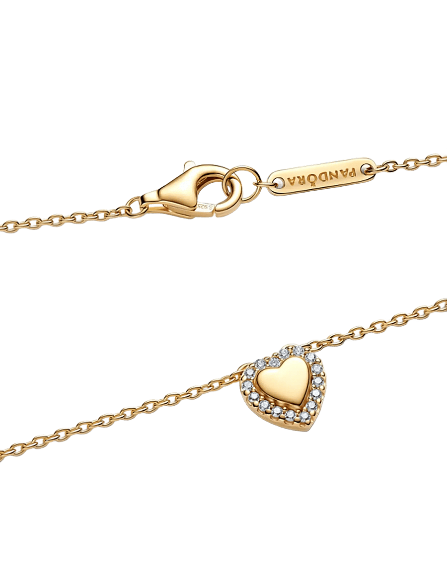 Pandora - Engravable heart 14k gold-plated collier - clear - 3