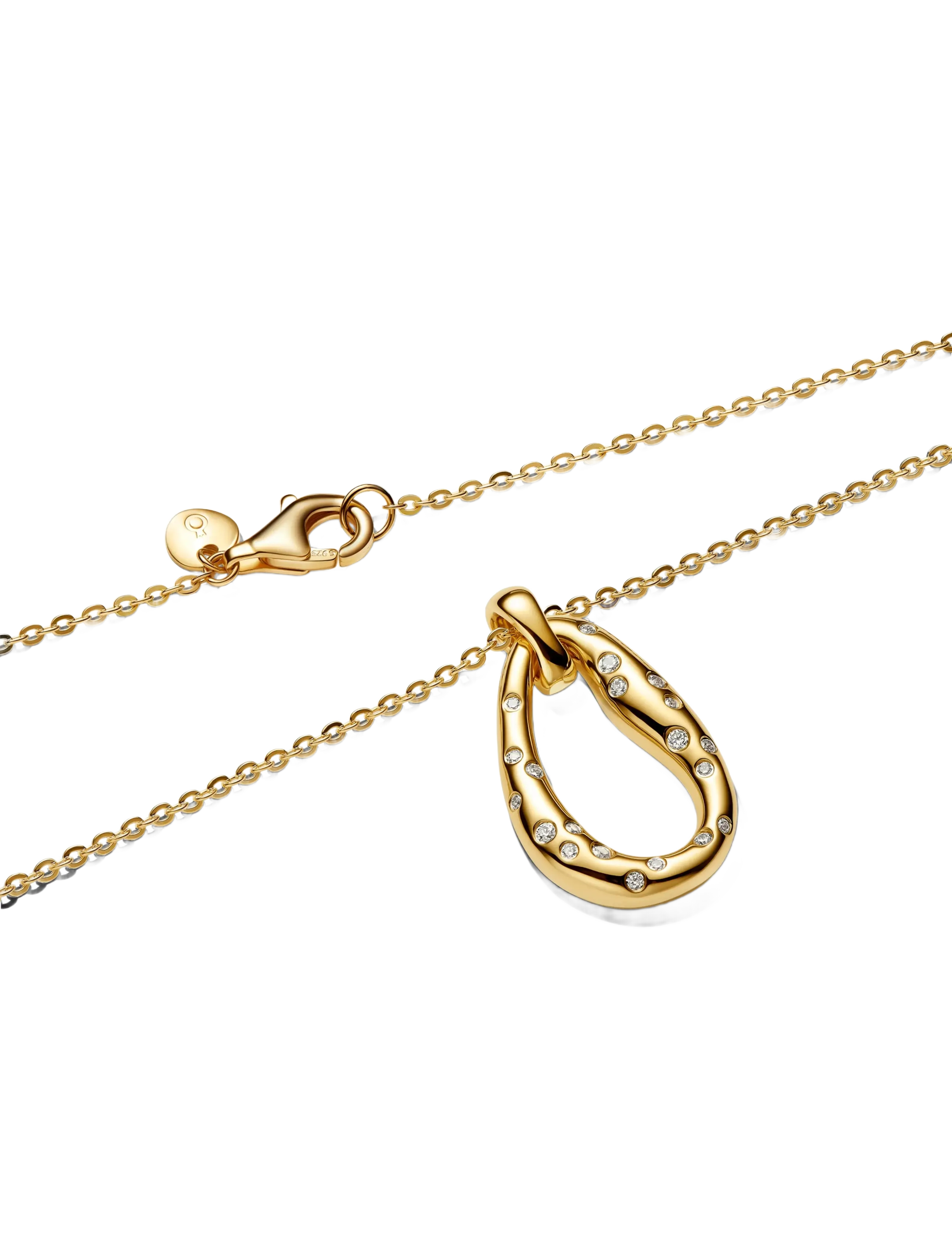 Pandora - Organically Shaped Stone-Set Pendant Necklace - vedhæng - clear - 2