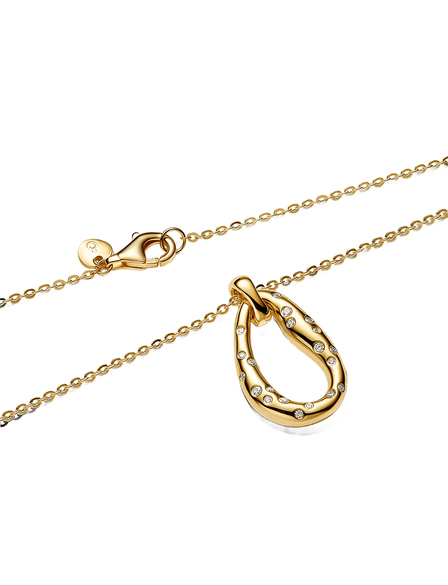 Pandora - Organically Shaped Stone-Set Pendant Necklace - vedhæng - clear - 2